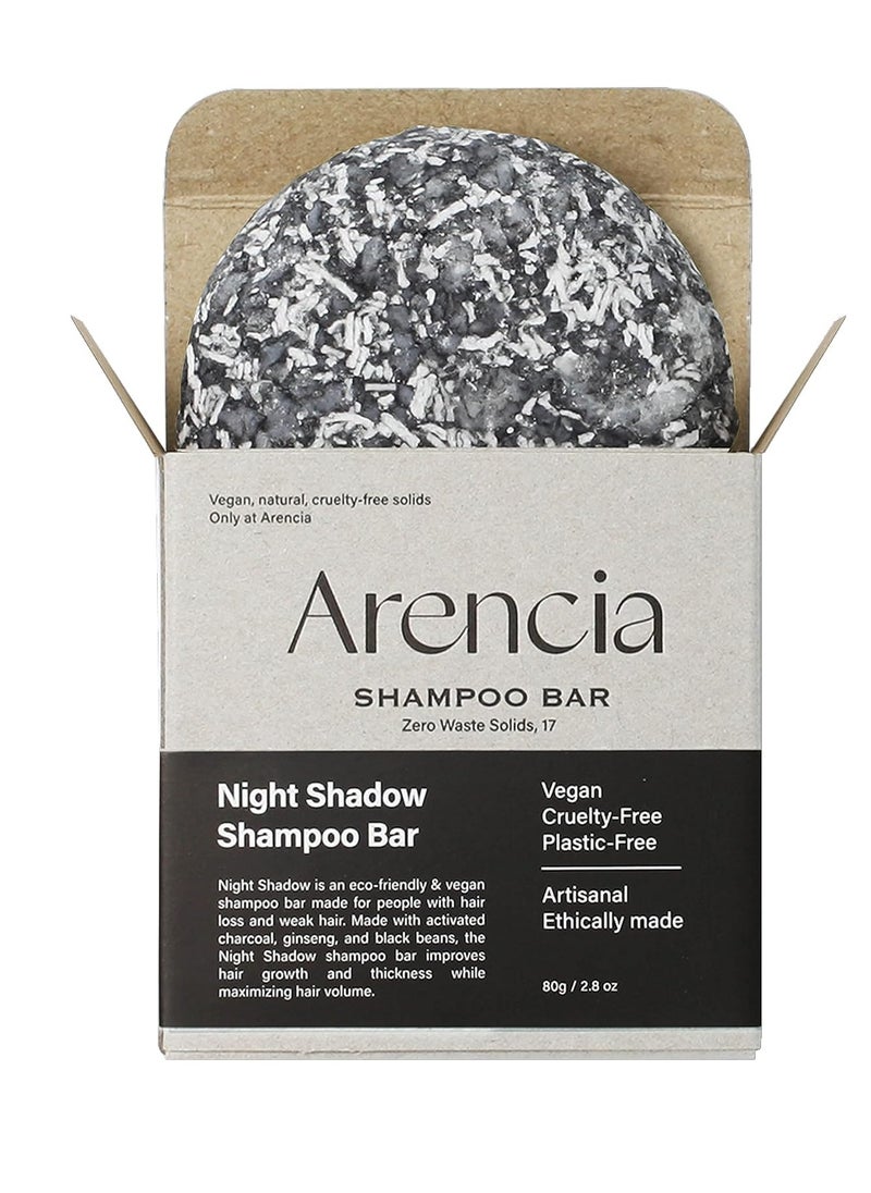 Night Shadow Biotin Shampoo Bar for Regrowth & Hair loss, Darkening, Gray Hair | Strengthening & Volumizing | Normal to Oily Hair | Vegan, Natural, pH balanced, Sulfate free