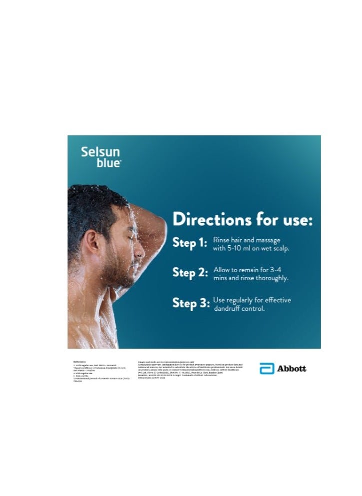Selsun Blue Regular Care Shampoo with Added Conditioner, Helps Reduce Flaking and Itching, Control Dandruff, 200 ml (Pack of 1)