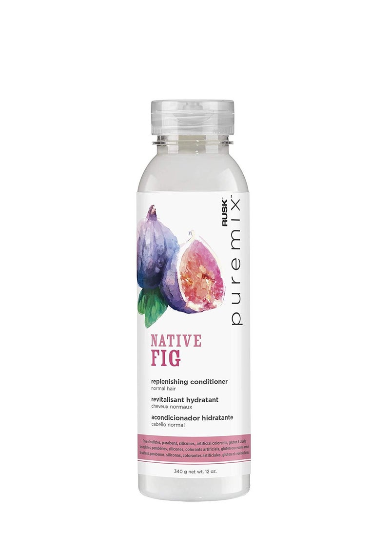Rusk Puremix Native Fig Replenishing, Sulfate-Free, Restores Moisture, Instantly Detangles, Leaves Hair Frizz-Free