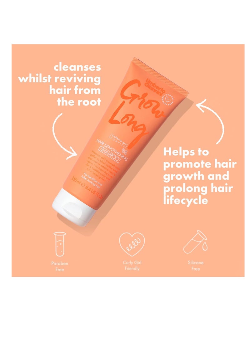 Umberto Giannini Grow Long Root Stimulating Caffeine Shampoo For Hair Growth - Vegan and Cruelty Free Haircare 8.4 FL OZ