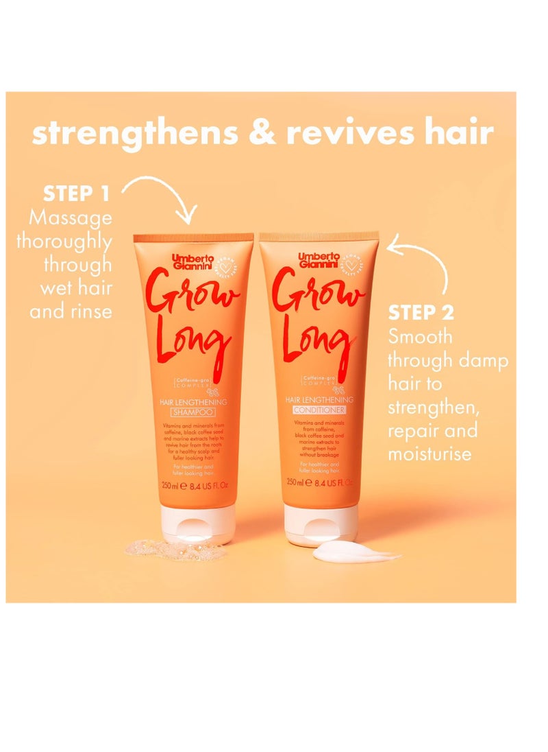 Umberto Giannini Grow Long Root Stimulating Caffeine Shampoo For Hair Growth - Vegan and Cruelty Free Haircare 8.4 FL OZ