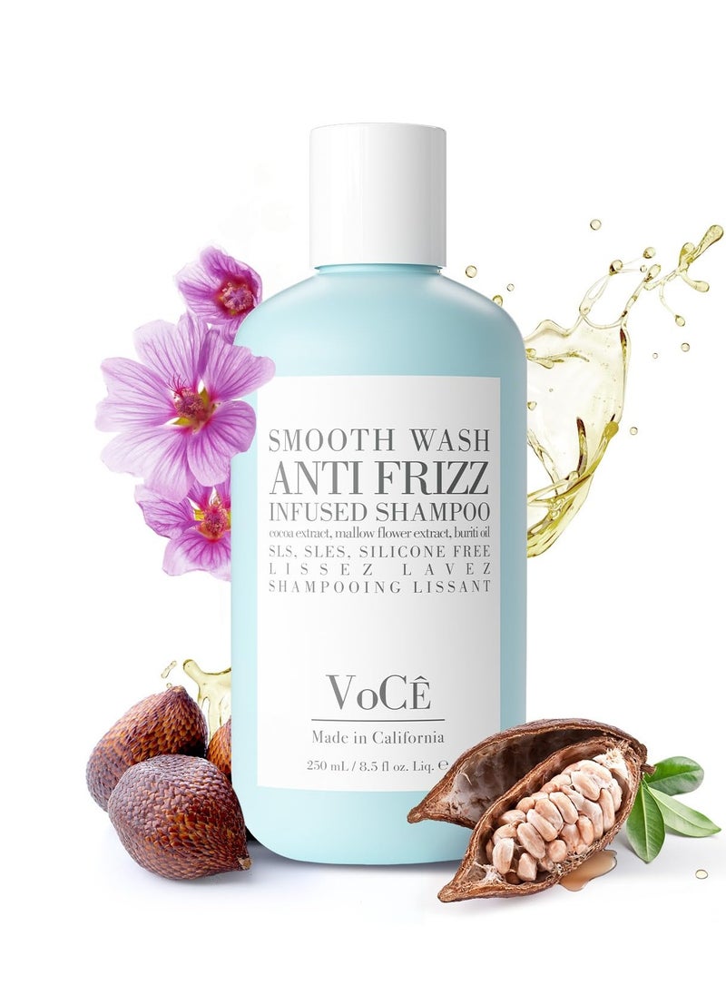 VoCÊ Haircare – Natural Smooth Shampoo - Wash | Anti-Frizz, Curl Defining, Shine Enhancing, Non-Toxic, Cruelty-Free, Vegan Haircare with Aloe Seed Oil, Buriti Oil, Mallow Flower (8.5 oz | 250 ml)