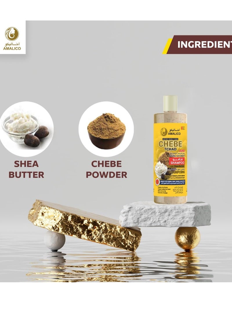 Sulfate Free Shampoo with Chebe Powder and Shea Butter (16.9 OZ) Hair Shampoo for Hair Growth and Anti-dandruff Shampoo