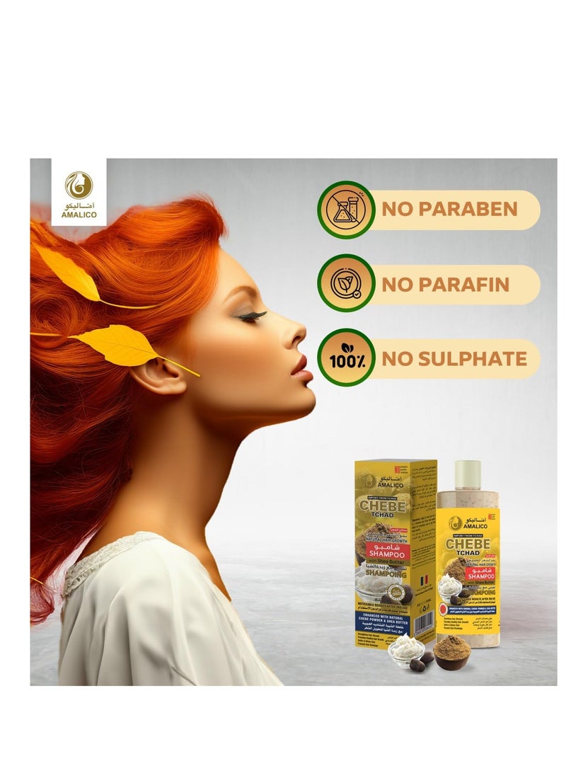 Sulfate Free Shampoo with Chebe Powder and Shea Butter (16.9 OZ) Hair Shampoo for Hair Growth and Anti-dandruff Shampoo