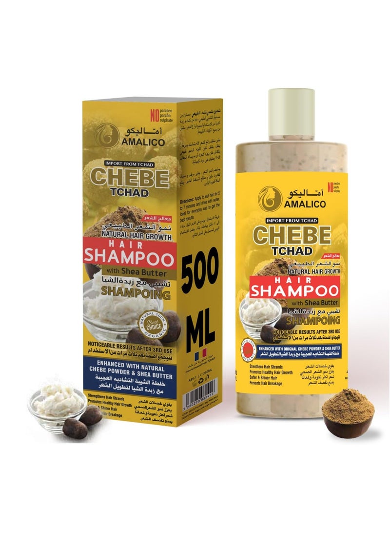 Sulfate Free Shampoo with Chebe Powder and Shea Butter (16.9 OZ) Hair Shampoo for Hair Growth and Anti-dandruff Shampoo