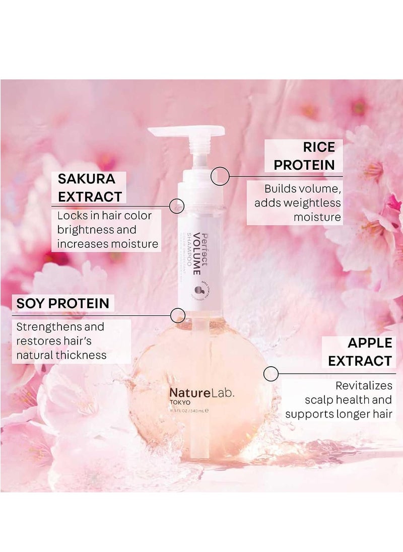 NATURELAB. TOKYO Perfect Volume Shampoo: Hair Volumizer, Build Lift, and Body to Flat, Fine, or Limp Hair I 11.5 FL OZ / 340ml (2 Pack)