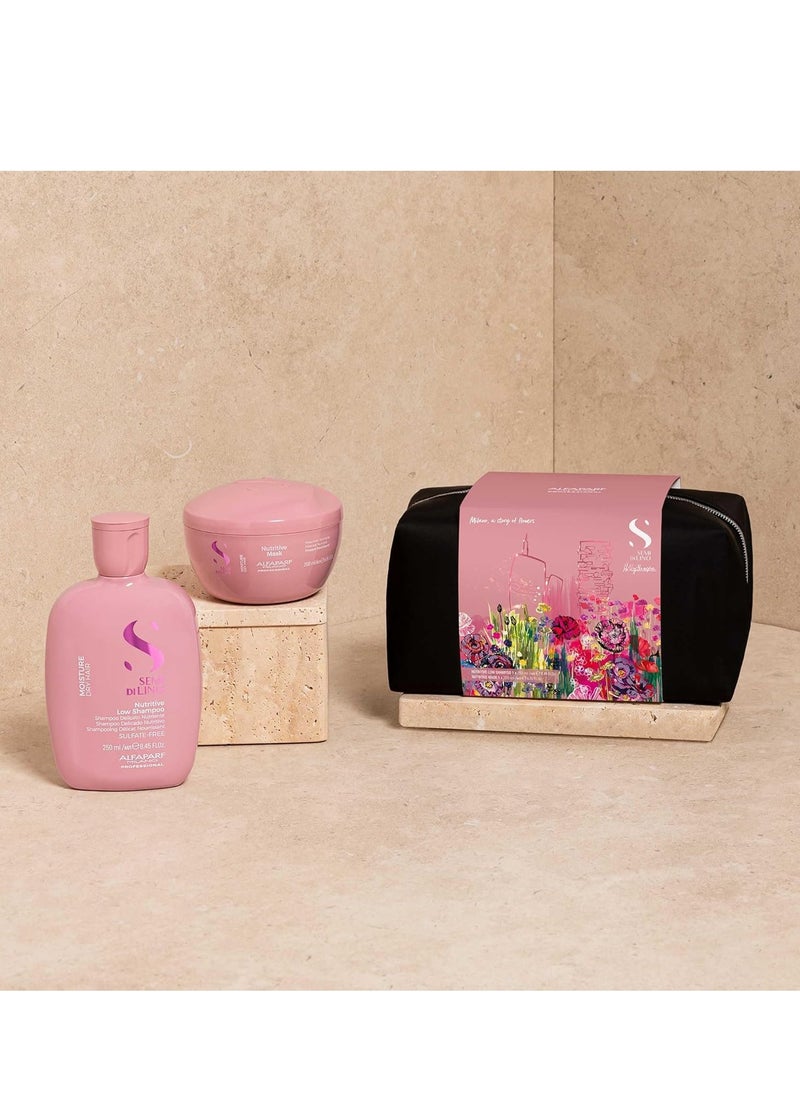Alfaparf Milano Semi di Lino Moisture Nutritive Sulfate Free Shampoo and Hair Mask Set for Dry Hair - Hydrates, Nourishes, Softens - Safe on Color Treated Hair - Adds Shine and Softness