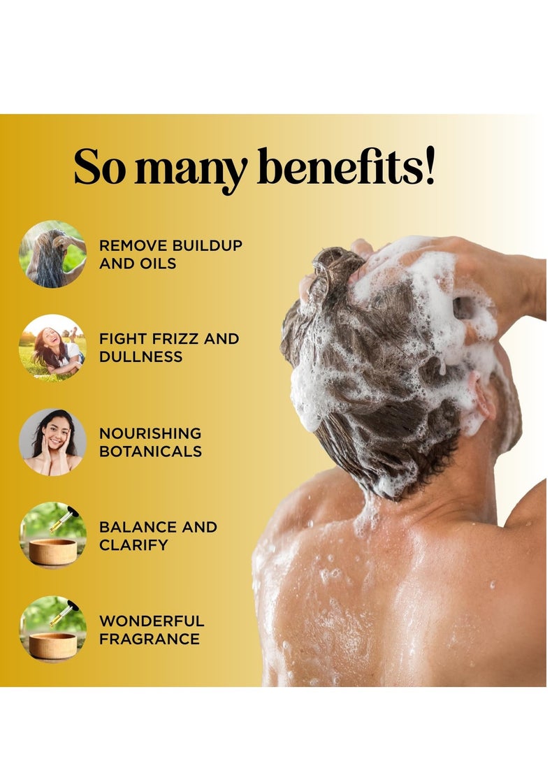 Lemon Sage Shampoo for Oily Hair - Sulfate Free Clarifying Shampoo for Build Up with Lemon Sage Keratin and Tea Tree Oil for Hair and Scalp Care - Deep Cleansing Rosemary Shampoo for Men and Women