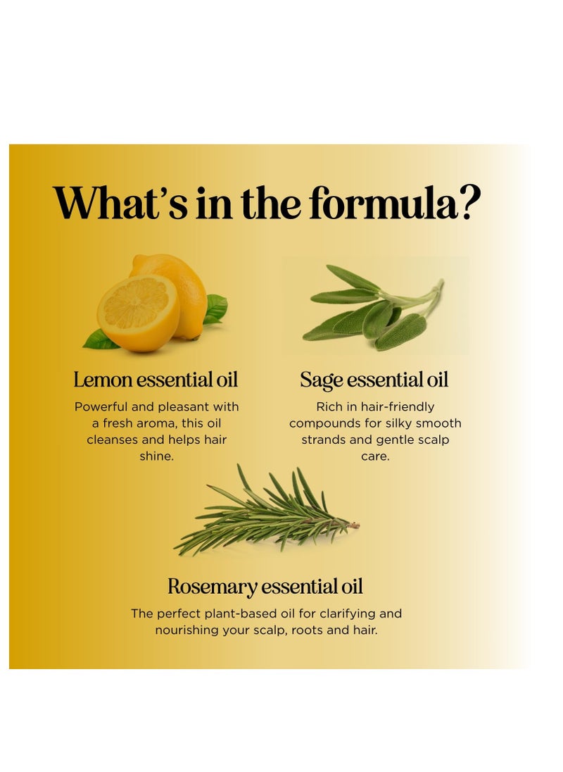 Lemon Sage Shampoo for Oily Hair - Sulfate Free Clarifying Shampoo for Build Up with Lemon Sage Keratin and Tea Tree Oil for Hair and Scalp Care - Deep Cleansing Rosemary Shampoo for Men and Women