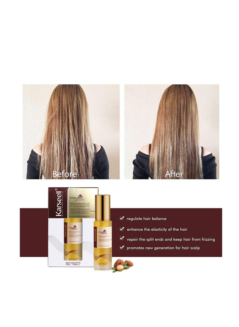Karseell Argan Oil Shampoo for All Hair Types, Deep Repair Conditioning with Herbal Extracts, Moisturizing and Nourishing, Reduces Frizz and Flyaways, Enhances Curls, With Argan Oil Serum 50ml