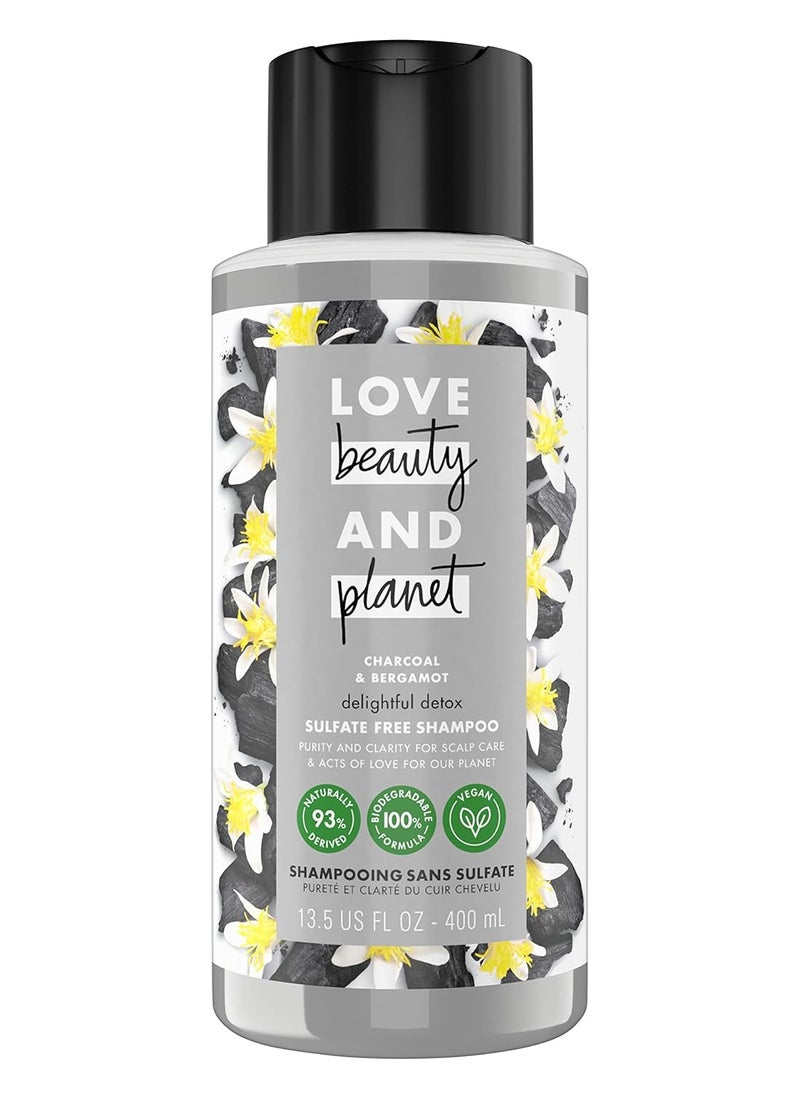 Love Beauty And Planet Clarifying Shampoo Delightful Detox Charcoal & Bergamot Vegan, Paraben & Sulfate & Silicone & Cruelty Free, Coconut, 13.5 Fl Oz