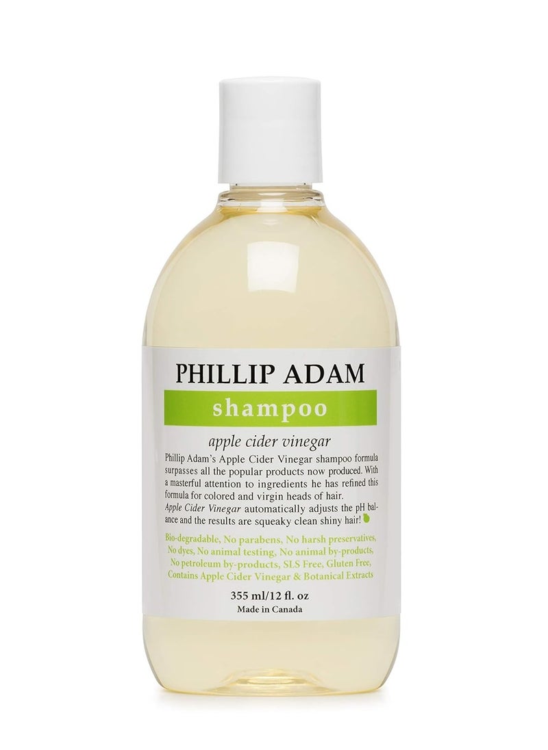 Phillip Adam Apple Cider Vinegar Shampoo for Shiny Hair - Sulfate Free and Paraben Free - Original Green Apple Scent - 12 Ounce