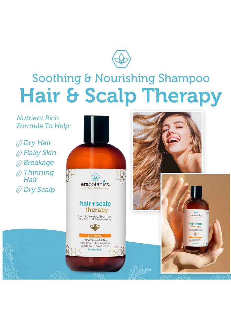 Era Organics Manuka Honey Dry Scalp Shampoo - Soothing and Moisturizing Shampoo for Dry Scalp and Damaged Hair - Family Friendly Sulfate Free Shampoo Treatment for Sensitive Skin