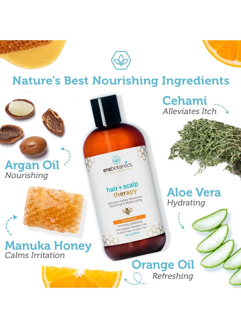 Era Organics Manuka Honey Dry Scalp Shampoo - Soothing and Moisturizing Shampoo for Dry Scalp and Damaged Hair - Family Friendly Sulfate Free Shampoo Treatment for Sensitive Skin