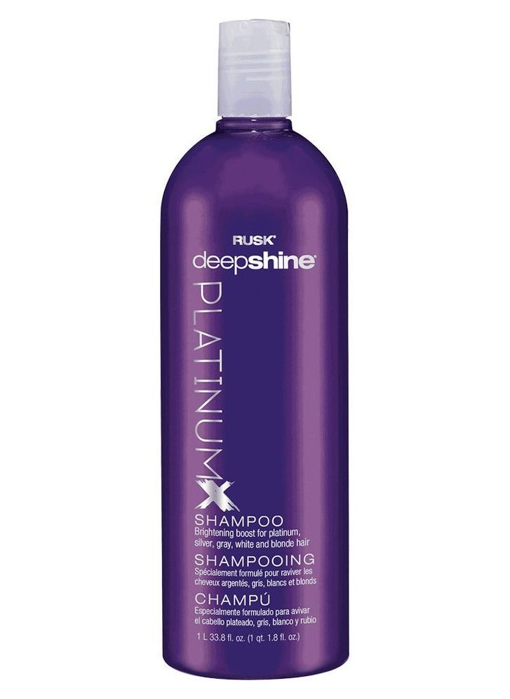 RUSK Deepshine PlatinumX Shampoo, Gentle Cleansing, Brightening Boost for Platinum, Silver, Gray, White, and Blonde Hair, 33.8 oz.
