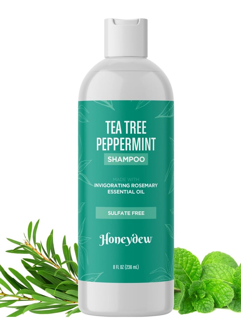 Invigorating Tea Tree Mint Shampoo - Rosemary Mint Shampoo for Oily Hair with Tea Tree Oil for Hair - Aromatherapy Clarifying Shampoo for Build Up Dry Scalp and Flakes with Essential Oils for Hair