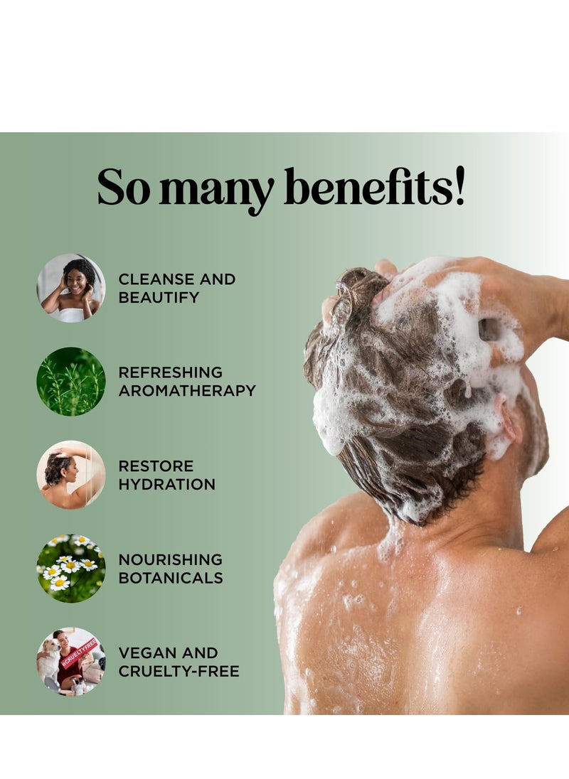 Invigorating Tea Tree Mint Shampoo - Rosemary Mint Shampoo for Oily Hair with Tea Tree Oil for Hair - Aromatherapy Clarifying Shampoo for Build Up Dry Scalp and Flakes with Essential Oils for Hair