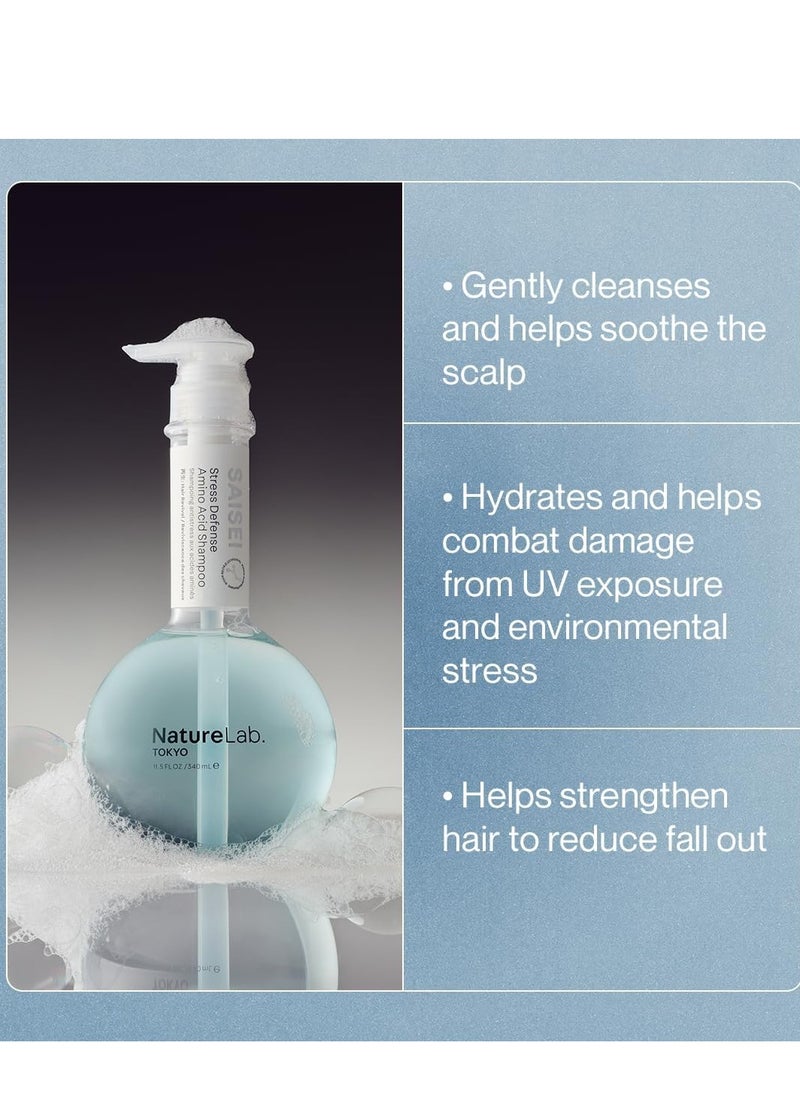NATURELAB. TOKYO SAISEI Stress Defense Amino Acid Shampoo: Nourishing Cleansing for Stronger, Healthier Hair, 11.5 oz