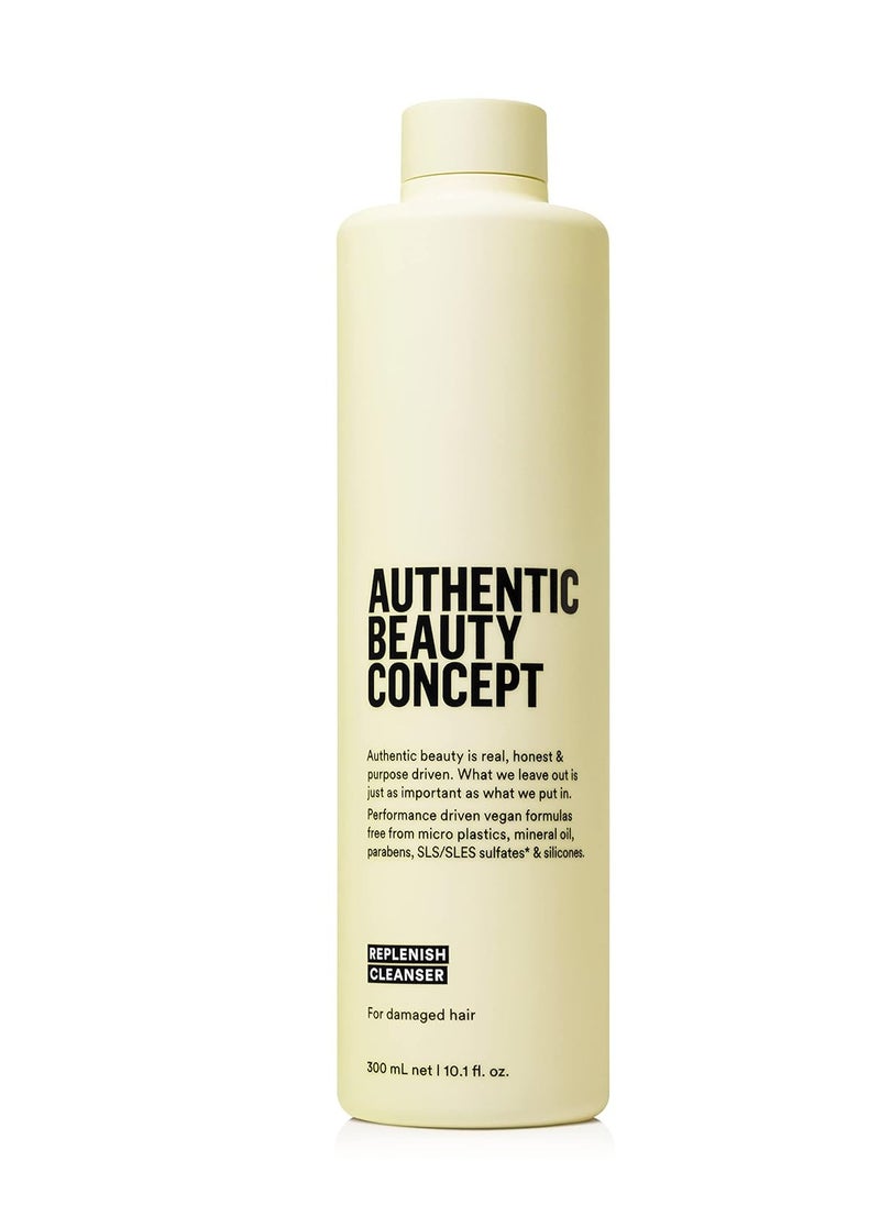Authentic Beauty Concept Replenish Cleanser | Shampoo | Damaged Hair | Nourishes & Strengthens Hair | Vegan & Cruelty-free | Sulfate-free