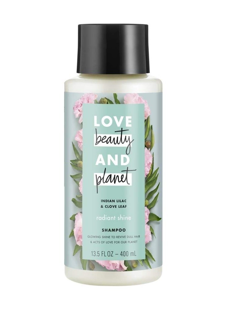 Love Beauty Planet Positively Shiny Shampoo, Indian Lilac Clove Leaf, 13.5 fl oz