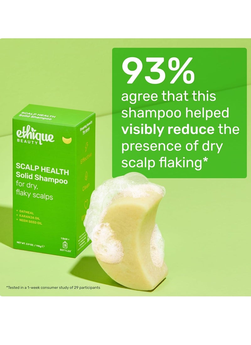 Ethique Scalp Health Shampoo Bar for itchy, dry, flaky scalps with Oatmeal - Plastic-Free, Vegan, Cruelty-Free, 3,88 oz
