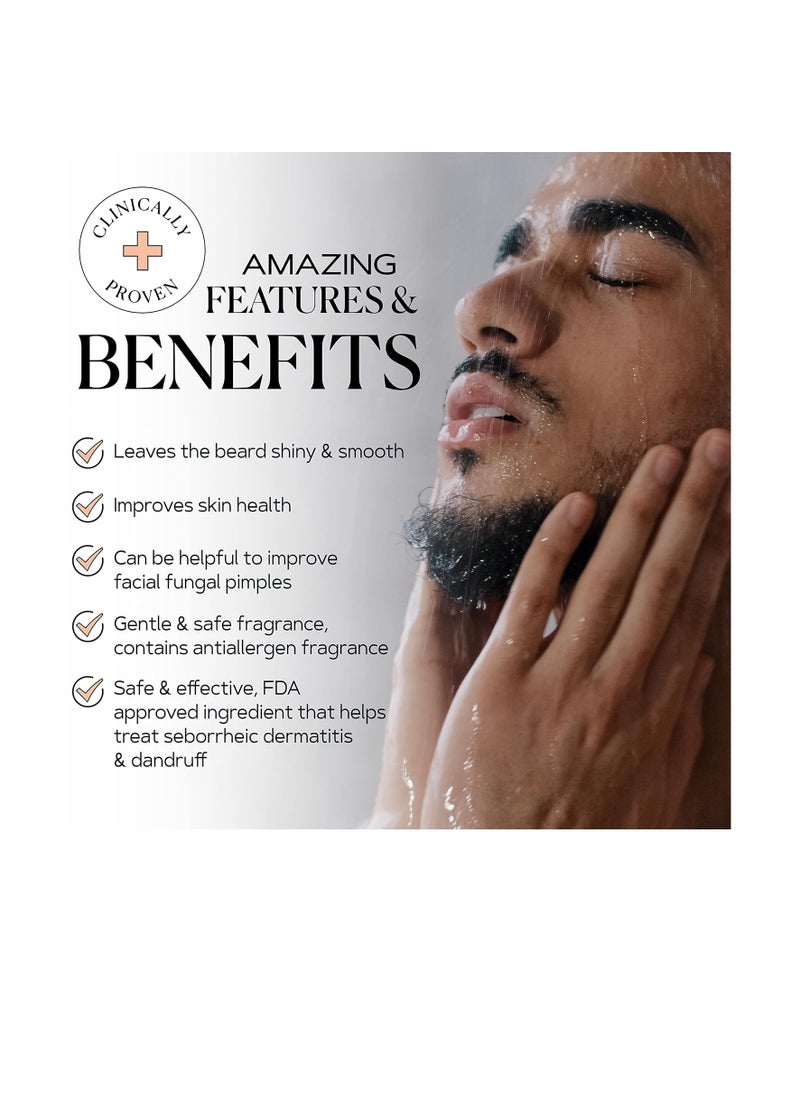 KAMEDIS Beard Wash - 6.7 Oz, Dandruff & Flake Free Ultimate Men's Shampoo, Contains Pyrithione Zinc & Salicylic Acid, Alleviates Itching & Irritation