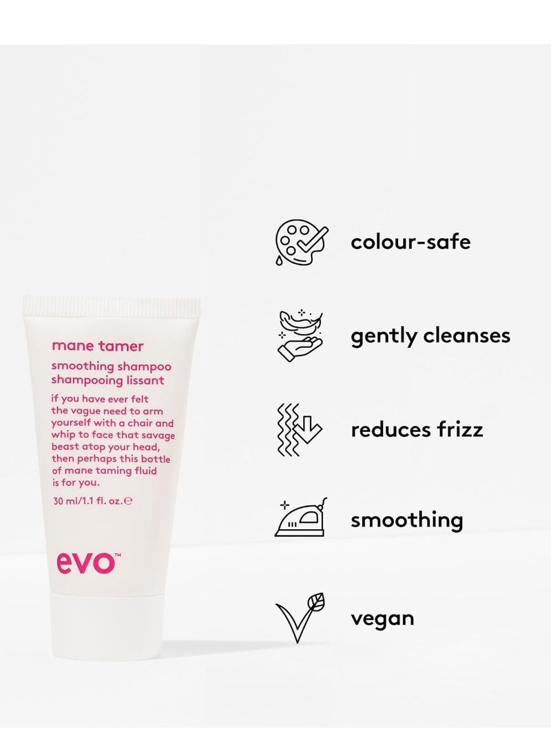 EVO Mane Tamer Smoothing Shampoo - Cleans, Smooths, & Strengthens Hair - Reduces Frizz - Travel Size, 30ml / 1.01fl.oz