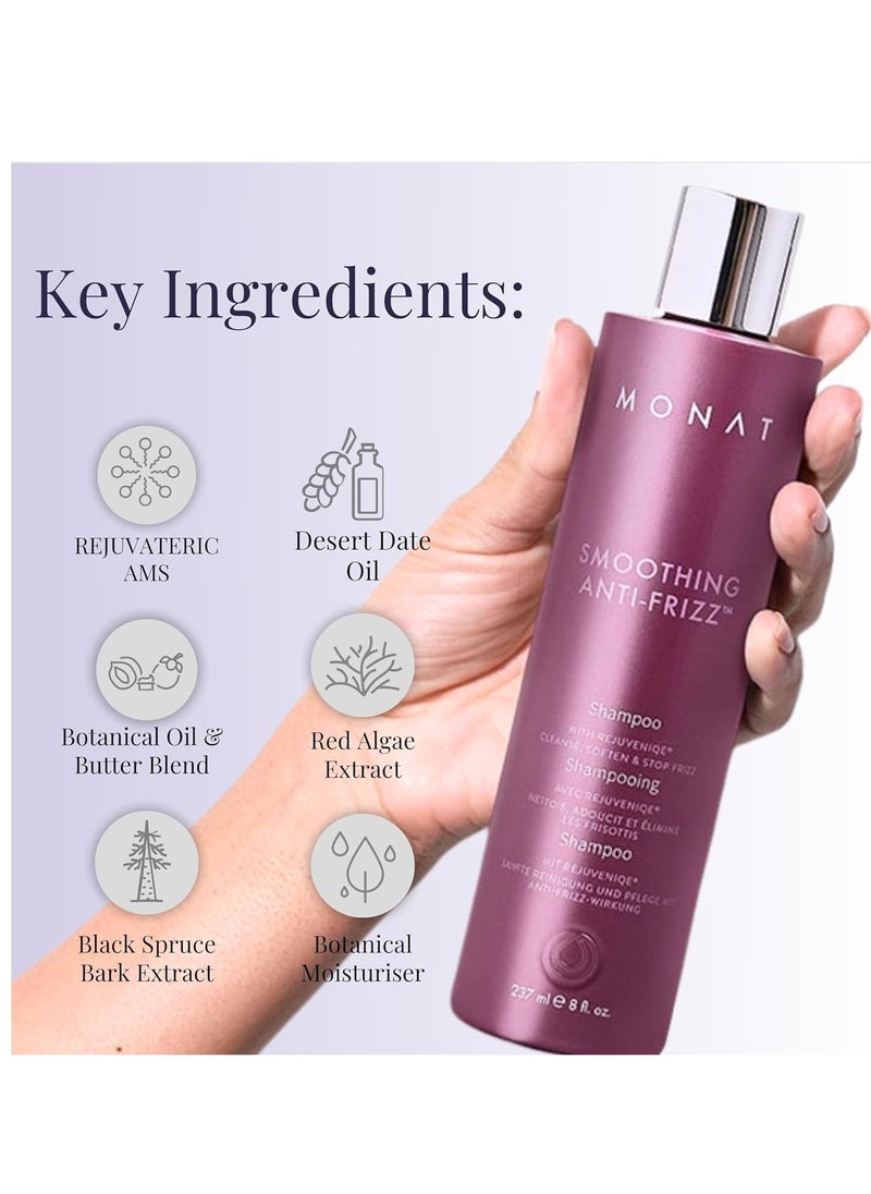 MONAT Smoothing Anti-Frizz™ Shampoo - Humidity Protection, Frizz Control with REJUVENIQE® & Tropical Butters, Velvety Fragrance, 237 ml (8 fl. oz.)