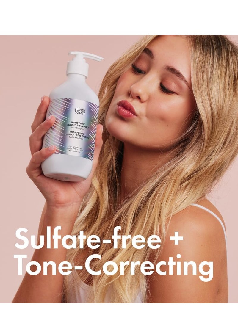 BONDIBOOST Blonde Baby Toning Purple Shampoo [16.90 fl oz], Soft + Shiny for Blonde Hair, Eliminate Brassy Tones + Brighten Hair, Hydrate + Nourish Purple Shampoo, Sulfate Free Formula
