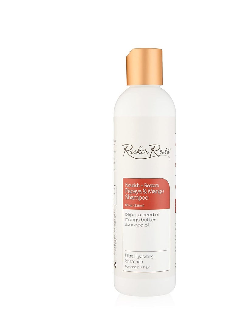 Rucker Roots Nourish + Restore Papaya & Mango Shampoo| Sulfate-Free| Cleansing| Repairs Damage|