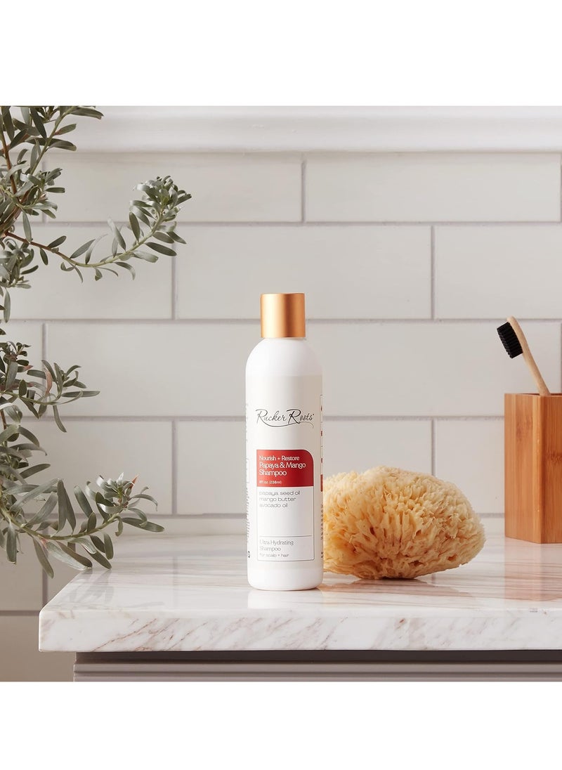 Rucker Roots Nourish + Restore Papaya & Mango Shampoo| Sulfate-Free| Cleansing| Repairs Damage|