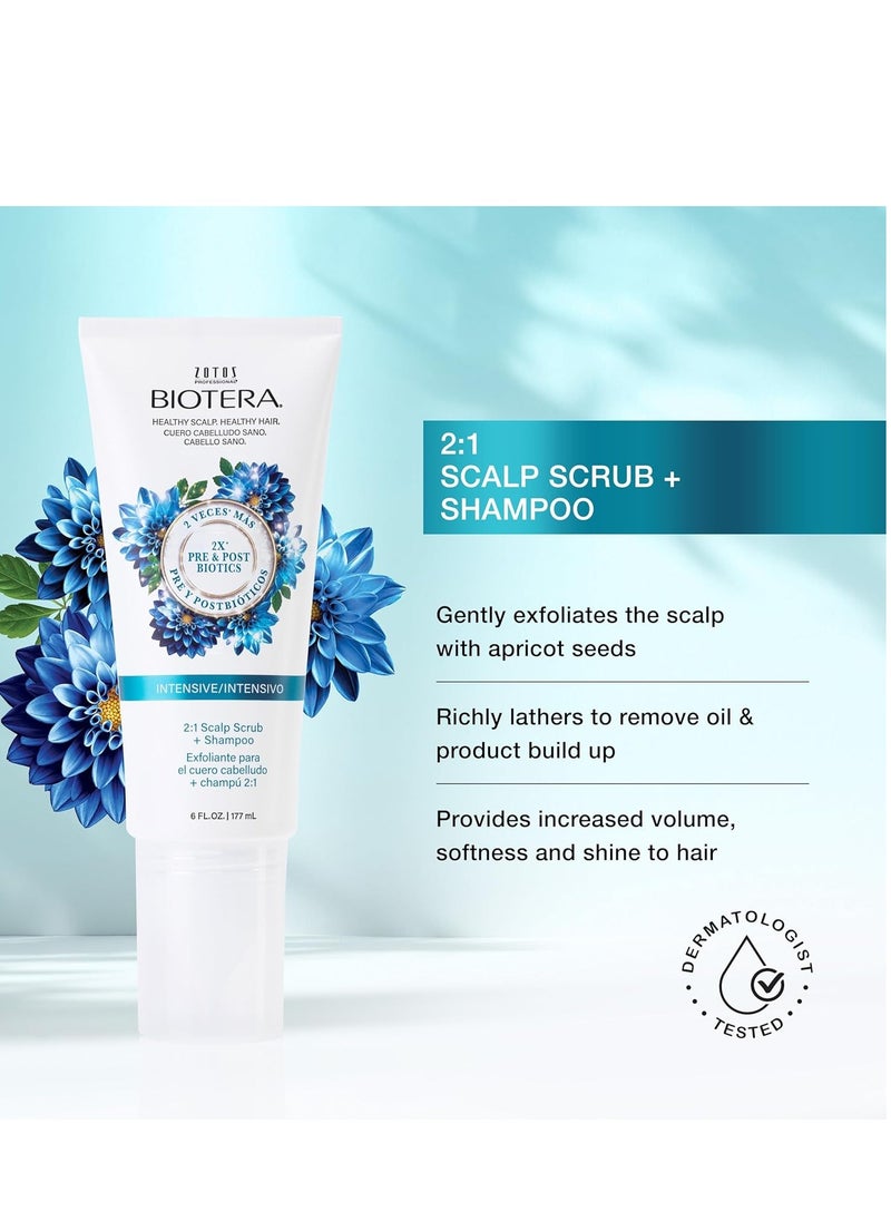 Biotera Intensives 2:1 Scalp Scrub + Shampoo | Vegan & Animal Test Free | Paraben & Sulfate Free | Color-Safe | 6 Fl Oz