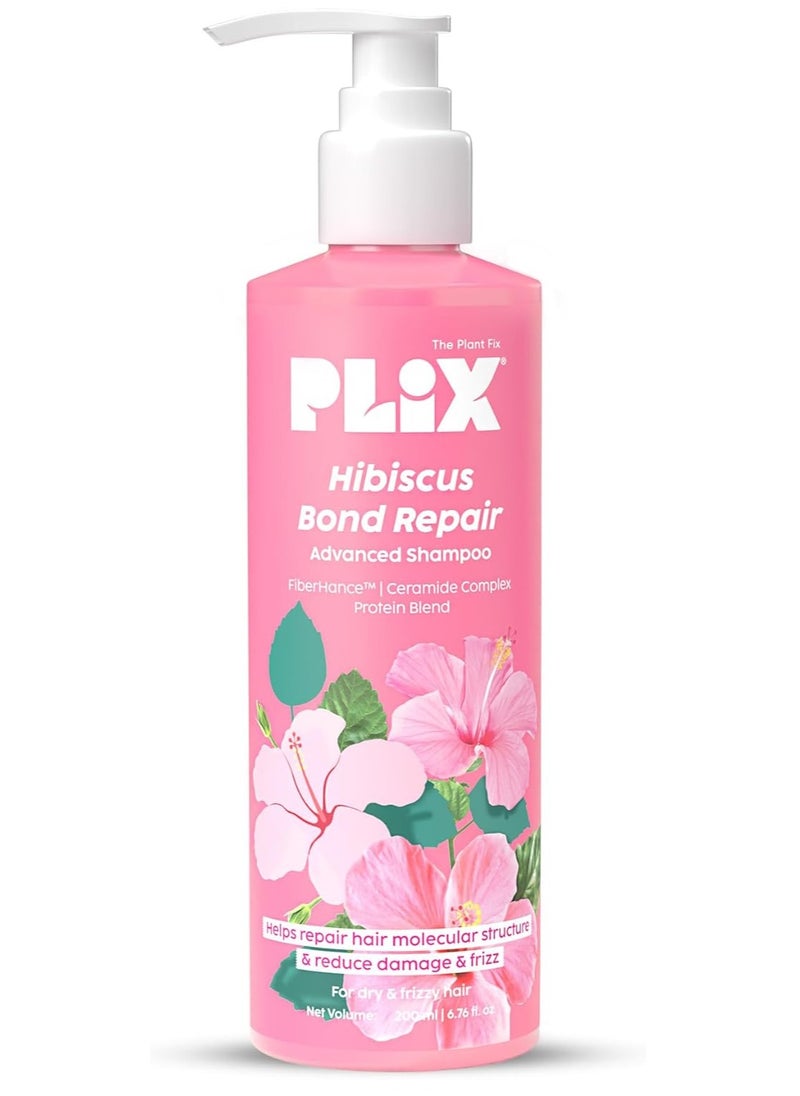 PLIX - THE PLANT FIX Hibiscus Bond Repair Advanced Shampoo for Damaged, Frizzy Hair - 200ml | Repair Hair Molecular Structure | FiberHance & Hibiscus Extract | Men & Women
