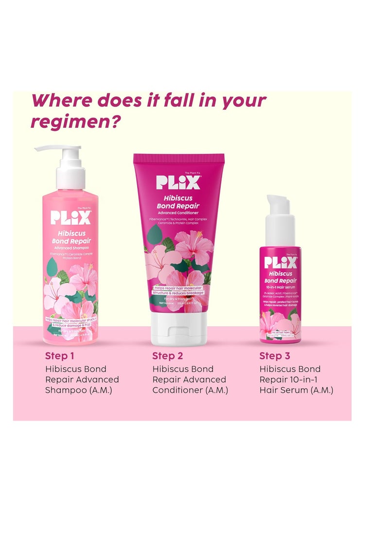 PLIX - THE PLANT FIX Hibiscus Bond Repair Advanced Shampoo for Damaged, Frizzy Hair - 200ml | Repair Hair Molecular Structure | FiberHance & Hibiscus Extract | Men & Women