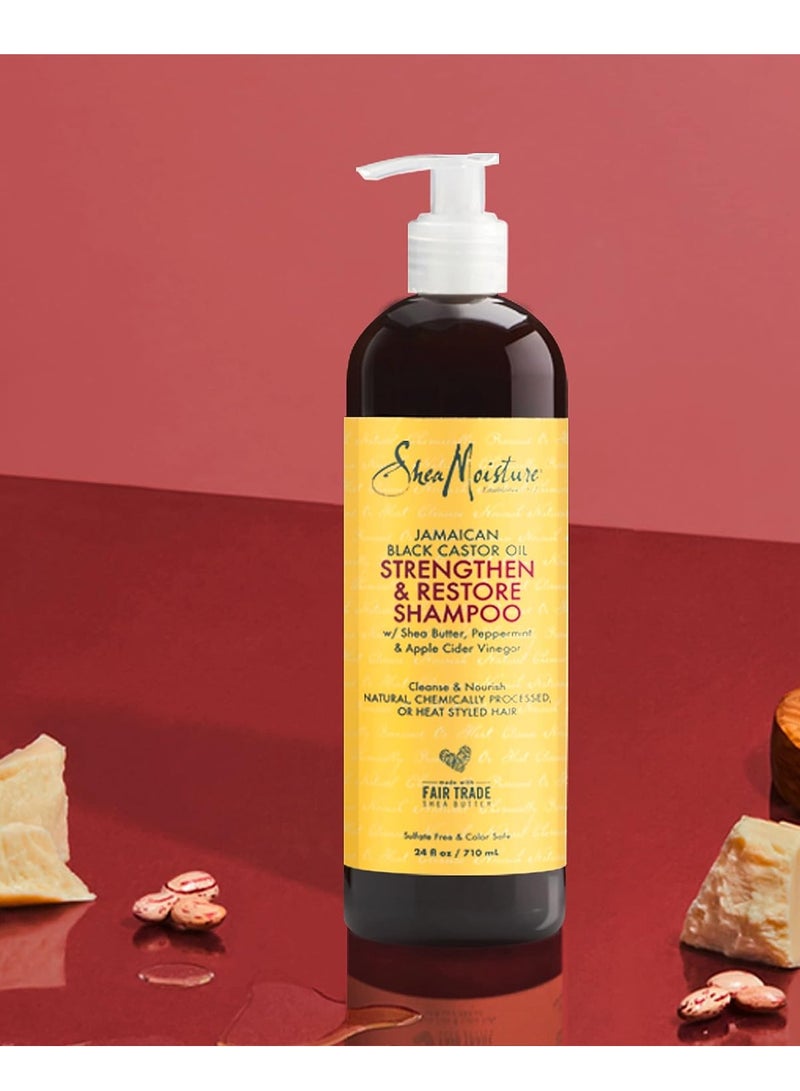SheaMoisture Strengthen and Restore Shampoo for Damaged Hair Strengthen & Grow to Cleanse and Nourish 24 oz