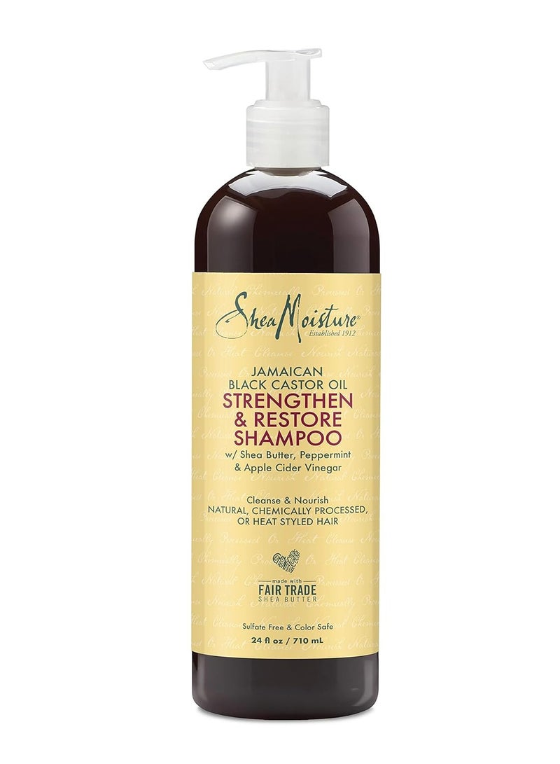 SheaMoisture Strengthen and Restore Shampoo for Damaged Hair Strengthen & Grow to Cleanse and Nourish 24 oz