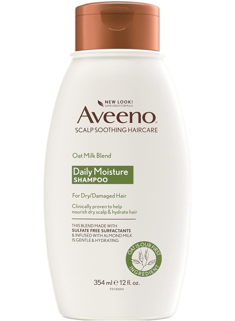 Aveeno Oat Milk Blend Daily Moisture Shampoo for Dry/Damaged Hair, Infused with Almond milk, Sulfate-Free,  Paraben & Dye-Free, 12 Fl Oz (354ml)