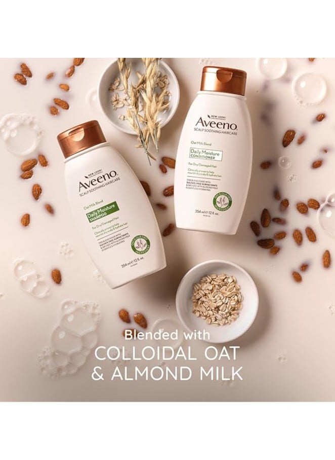 Aveeno Oat Milk Blend Daily Moisture Shampoo for Dry/Damaged Hair, Infused with Almond milk, Sulfate-Free,  Paraben & Dye-Free, 12 Fl Oz (354ml)