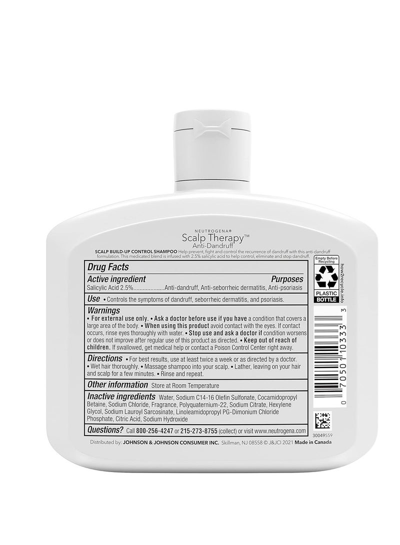 Neutrogena Scalp Therapy Anti-Dandruff Shampoo for Scalp Build-up Control, 2.5% salicylic acid, with Apple Cider Vinegar Fragrance, 12 fl oz