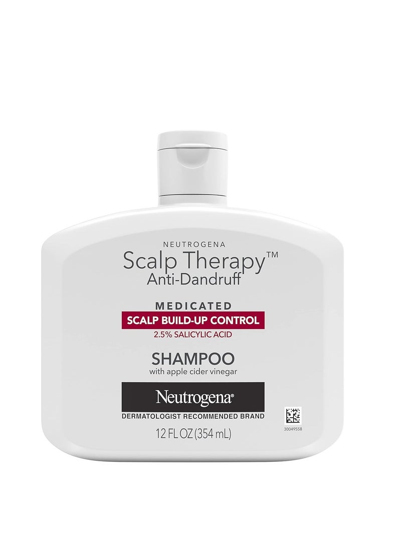 Neutrogena Scalp Therapy Anti-Dandruff Shampoo for Scalp Build-up Control, 2.5% salicylic acid, with Apple Cider Vinegar Fragrance, 12 fl oz