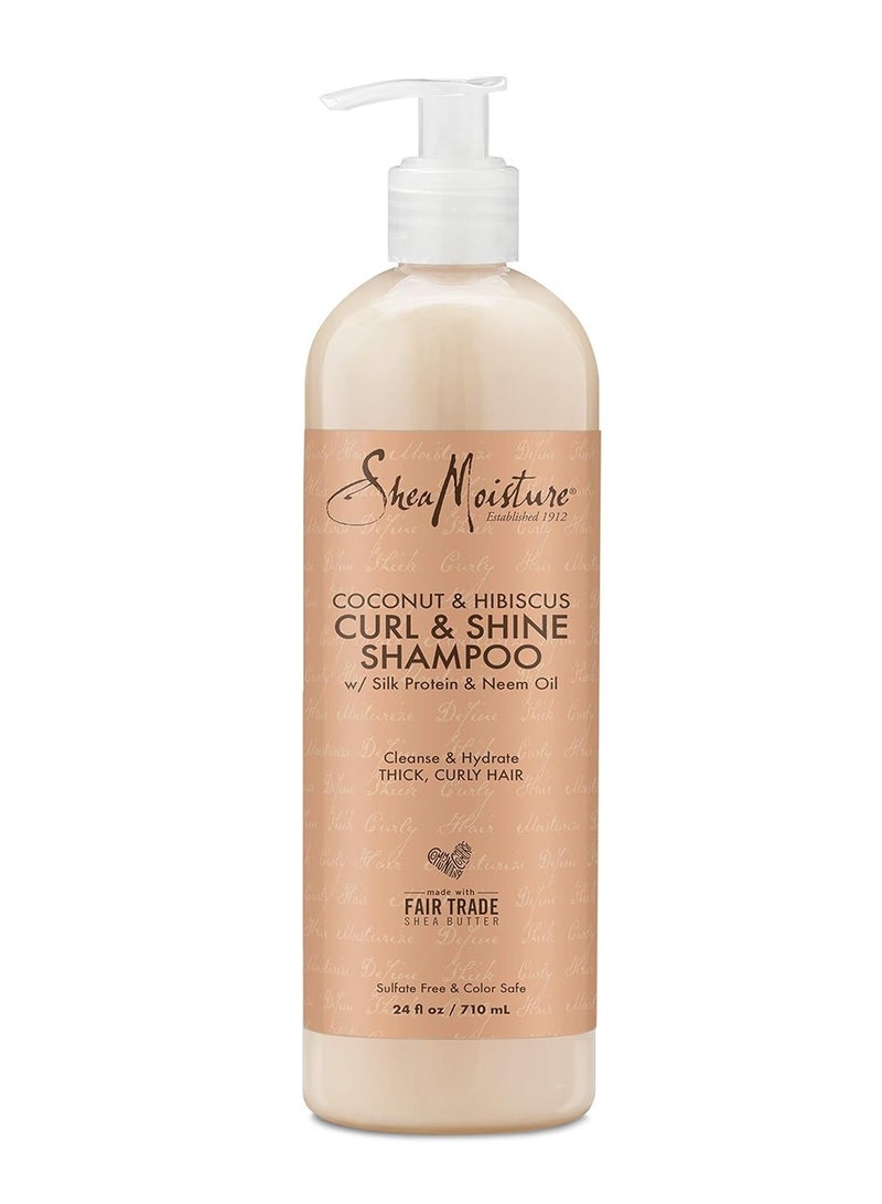 SheaMoisture Shampoo Coconut and Hibiscus, for Thick, Curly Hair, to Cleanse & Hydrate, 24 oz