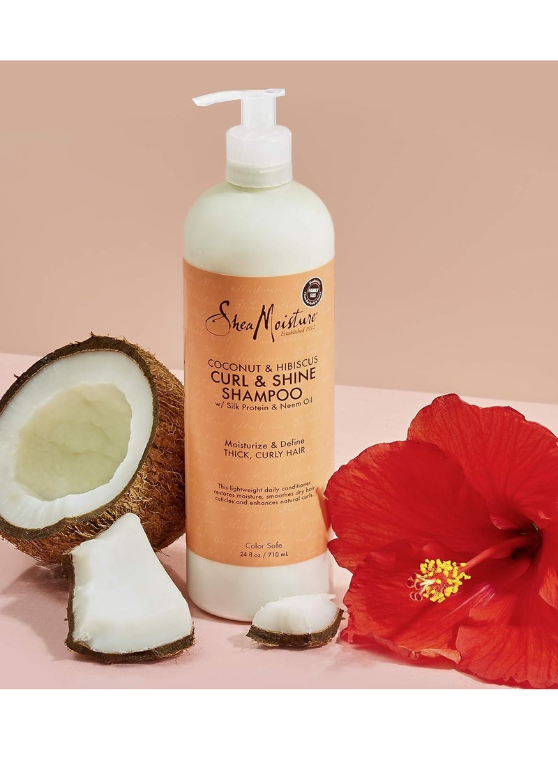 SheaMoisture Shampoo Coconut and Hibiscus, for Thick, Curly Hair, to Cleanse & Hydrate, 24 oz
