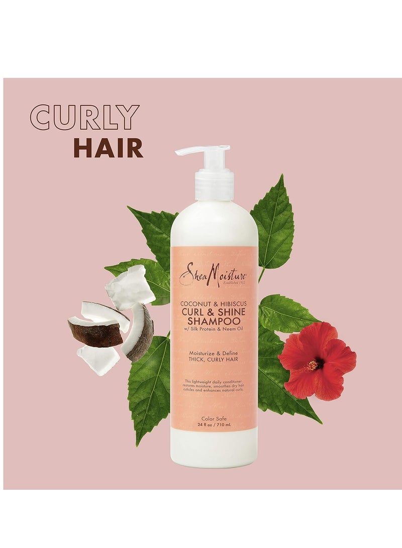 SheaMoisture Shampoo Coconut and Hibiscus, for Thick, Curly Hair, to Cleanse & Hydrate, 24 oz