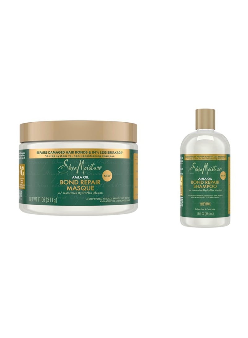 SheaMoisture Bond Repair Amla Oil Shampoo 13 FO & Masque 11 oz to Strengthen Hair with HydroPlex Infusion