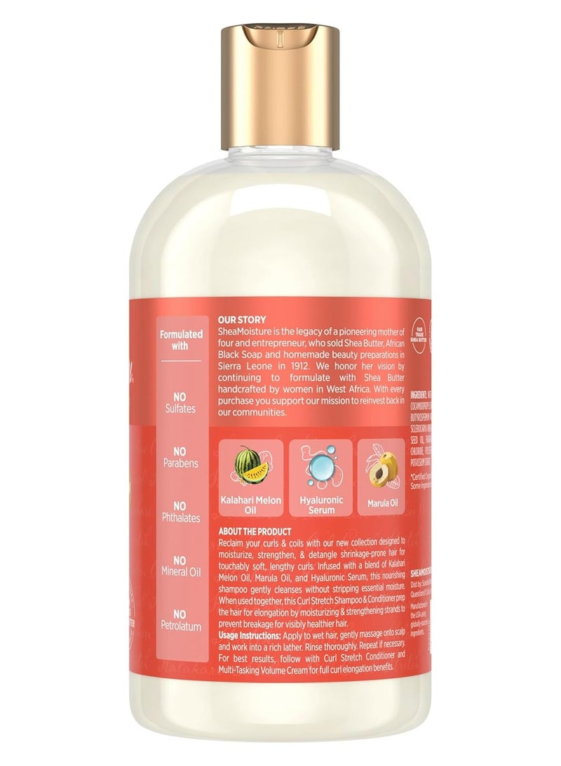 SheaMoisture Curl Stretch Shampoo Kalahari Melon Oil Infused with Hyaluronic Serum, Cleanses and Hydrates for Strong and Soft Curls, for Type 4 Hair 13 Fl Oz