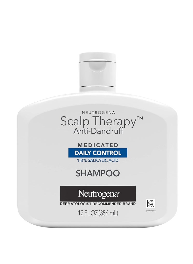 Neutrogena Scalp Therapy Anti-Dandruff Shampoo Daily Control, 1.8% salicylic acid, with fragrance of warm vanilla & toasted coconut notes, 12 fl oz