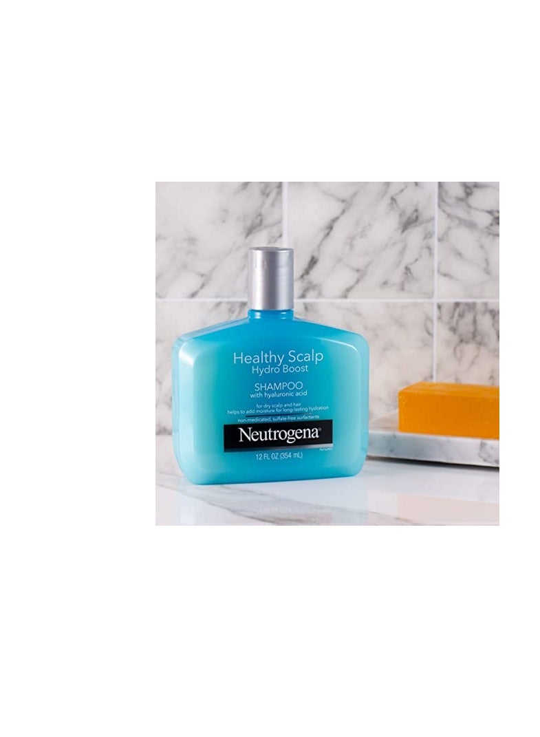 Neutrogena Moisturizing Healthy Scalp Hydro Boost Shampoo for Dry Hair and Scalp, with Hydrating Hyaluronic Acid, pH-Balanced, Paraben & Phthalate-Free, Color-Safe, 12 Fl Oz (pack of 3)