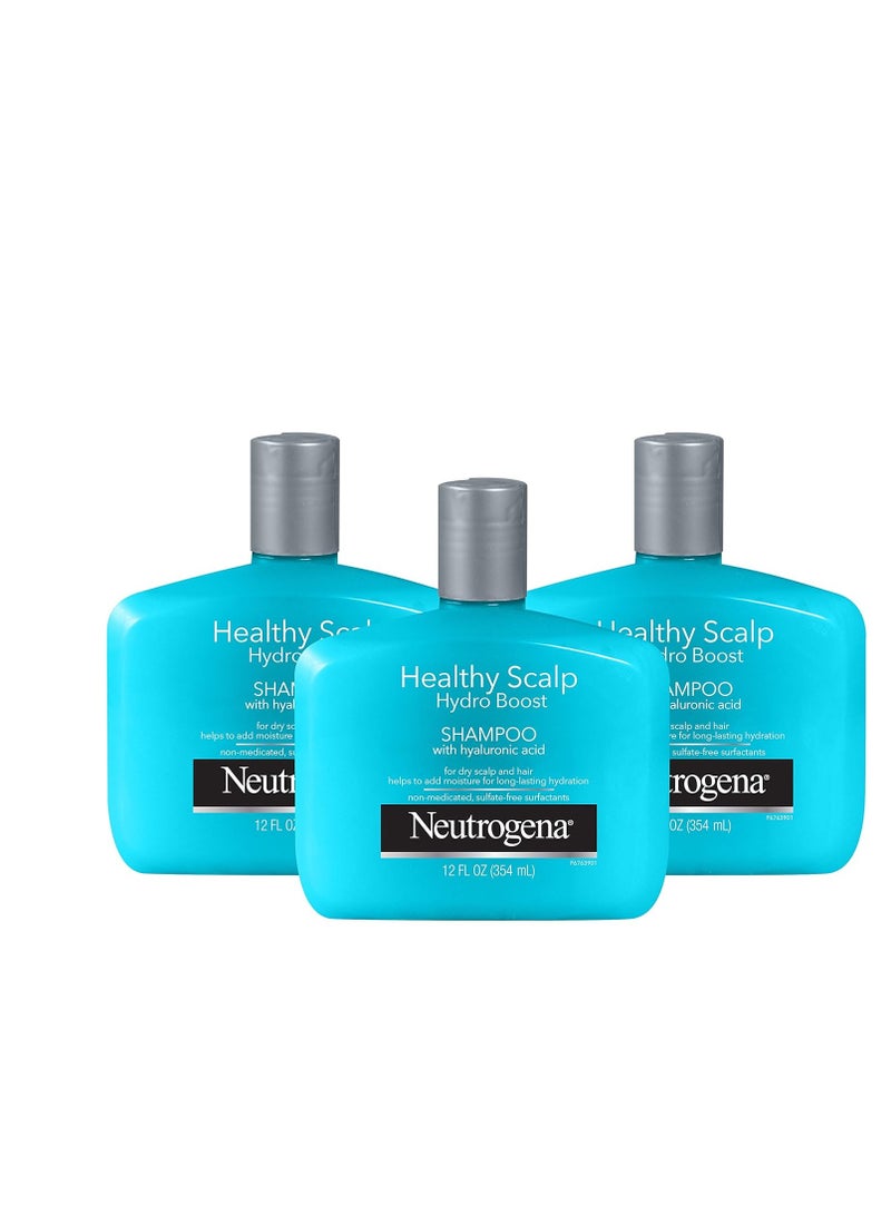 Neutrogena Moisturizing Healthy Scalp Hydro Boost Shampoo for Dry Hair and Scalp, with Hydrating Hyaluronic Acid, pH-Balanced, Paraben & Phthalate-Free, Color-Safe, 12 Fl Oz (pack of 3)