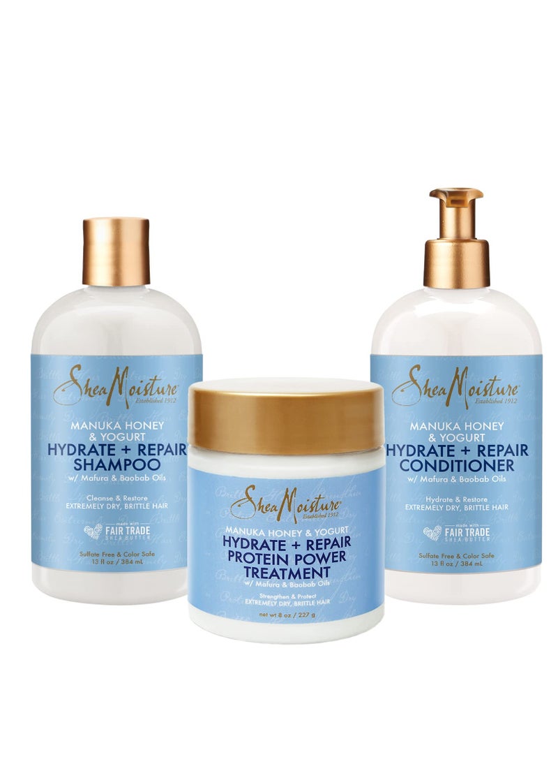 SheaMoisture Manuka Honey & Yogurt Hydrate+Repair Shampoo - Sulfate, Paraben, Silicone Free, Moisturizing Shampoo for Damaged Hair, 1.329 kg