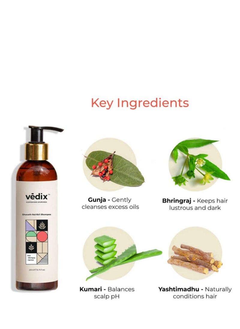 Vedix Dhavath Hairfall Shampoo - For Normal-Oily Hair - Made With With Aloe Vera, Bhringraj, Quinoa - 200ml